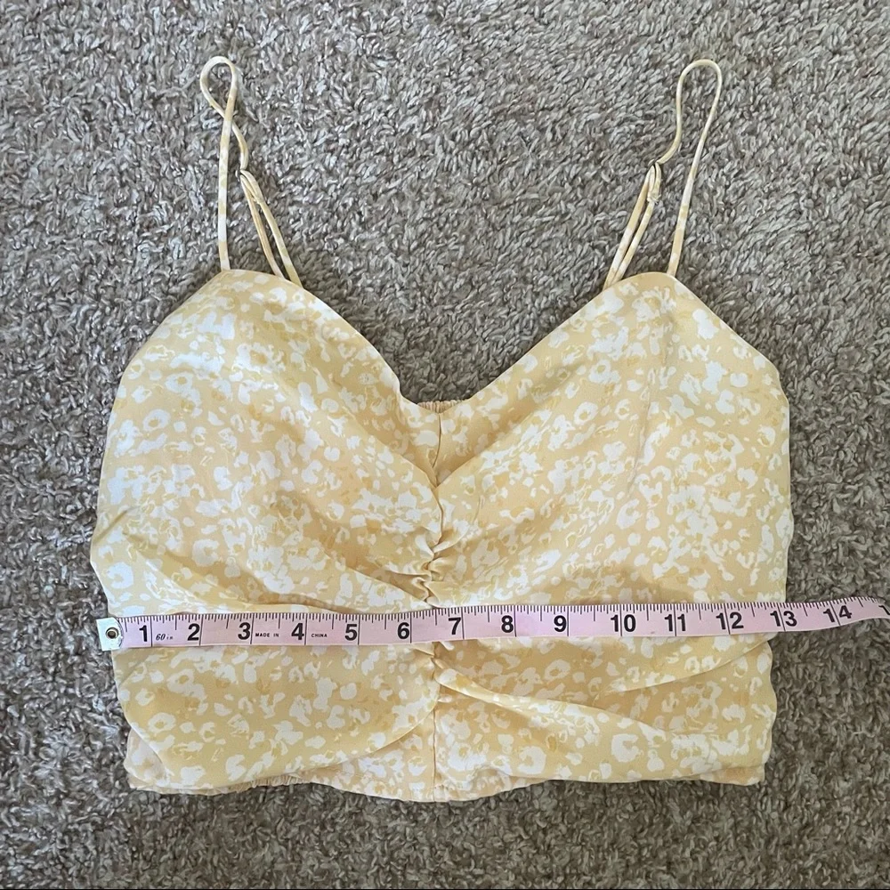 Abercrombie Yellow Floral Faux Silk Ruched Cami - Picture 8 of 9